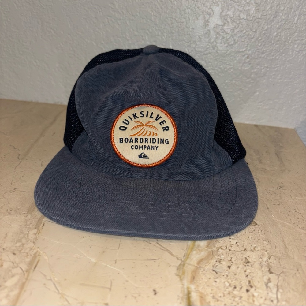 Quicksilver Hat Boardriding Patch Snapback Surfing Blue Trucker Surf Palm Cap